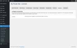 Page screenshot: My Private Site → Licenses