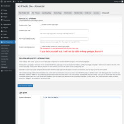 Page screenshot: My Private Site → Advanced