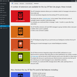 Page screenshot: Messaging &rarr; Extensions