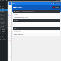 Page screenshot: Help Desk → Shortcodes