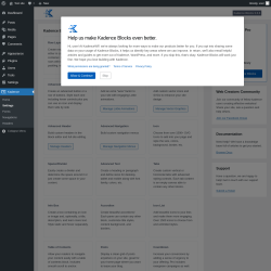 Page screenshot: Kadence &rarr; Settings