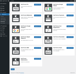 Page screenshot: Kali Forms → Extensions
