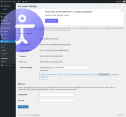 Page screenshot: Permalink Settings ‹ Test site — WordPress