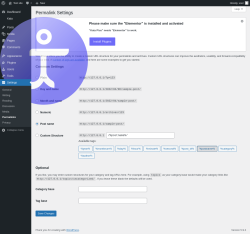 Page screenshot: Permalink Settings ‹ Test site — WordPress