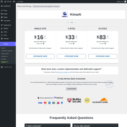Page screenshot: KimaAI &rarr; Upgrade&nbsp;&nbsp;➤