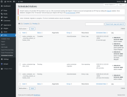 Page screenshot: Tools &rarr; Scheduled Actions