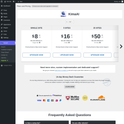 Page screenshot: KimaAI &rarr; Upgrade&nbsp;&nbsp;➤