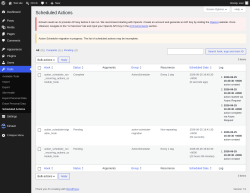 Page screenshot: Tools &rarr; Scheduled Actions