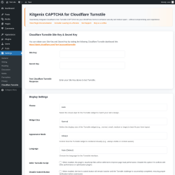 Page screenshot: Settings &rarr; Cloudflare Turnstile