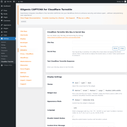 Page screenshot: Settings &rarr; Cloudflare Turnstile