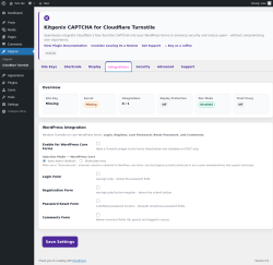 Page screenshot: Kitgenix &rarr; Cloudflare Turnstile &rarr; Integrations