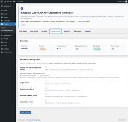 Page screenshot: Kitgenix &rarr; Cloudflare Turnstile &rarr; Integrations