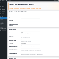 Page screenshot: Settings &rarr; Cloudflare Turnstile