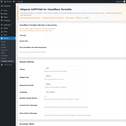 Page screenshot: Settings &rarr; Cloudflare Turnstile