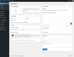 Page screenshot: Dashboard ‹ Test site — WordPress