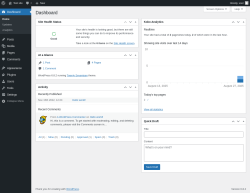 Page screenshot: Dashboard ‹ Test site — WordPress