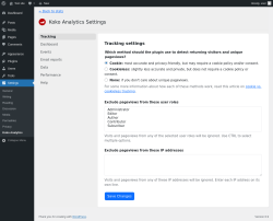 Page screenshot: Settings &rarr; Koko Analytics