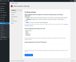Page screenshot: Settings &rarr; Koko Analytics