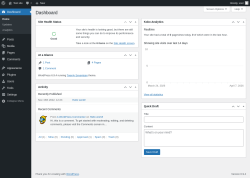 Page screenshot: Dashboard &lsaquo; Test site &mdash; WordPress