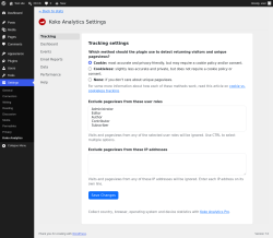 Page screenshot: Settings &rarr; Koko Analytics