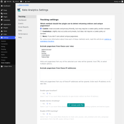 Page screenshot: Settings &rarr; Koko Analytics