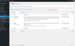 Page screenshot: Plugins ‹ Test site — WordPress