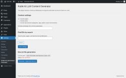 Page screenshot: Settings &rarr; Kubik AI LLM Content Generator