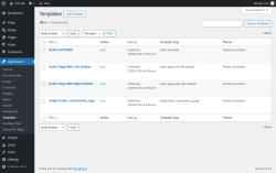 Page screenshot: Appearance → Templates