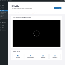 Page screenshot: Kubio - Get Started ‹ Test site — WordPress