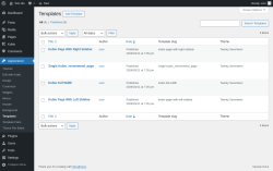 Page screenshot: Appearance &rarr; Templates