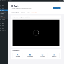 Page screenshot: Kubio - Get Started &lsaquo; Test site &mdash; WordPress