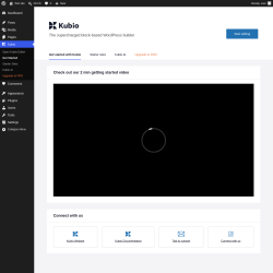 Page screenshot: Kubio - Get Started &lsaquo; Test site &mdash; WordPress