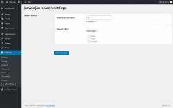 Page screenshot: Settings &rarr; Lava Ajax Search