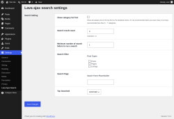 Page screenshot: Settings &rarr; Lava Ajax Search