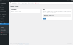 Page screenshot: Lazy Blocks → Export / Import