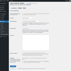 Page screenshot: Settings → Lazy Load for Videos