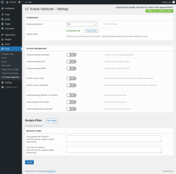 Page screenshot: Tools &rarr; LC Scripts Optimizer