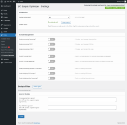 Page screenshot: Tools &rarr; LC Scripts Optimizer