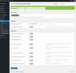 Page screenshot: LC Scripts Optimizer &lsaquo; Test site &mdash; WordPress