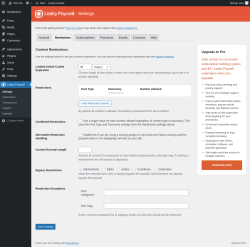 Page screenshot: Leaky Paywall → Restrictions