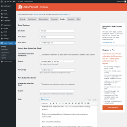 Page screenshot: Leaky Paywall → Emails
