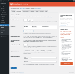 Page screenshot: Leaky Paywall → Restrictions