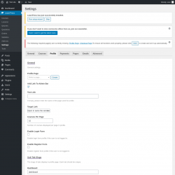 Page screenshot: LearnPress  → Settings → Profile