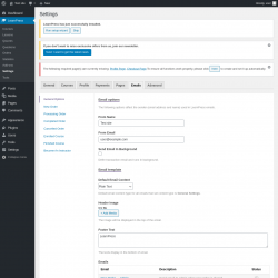 Page screenshot: LearnPress  → Settings → Emails