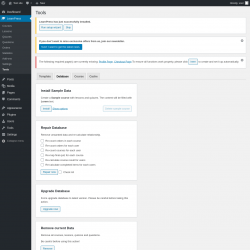 Page screenshot: LearnPress  → Tools → Database