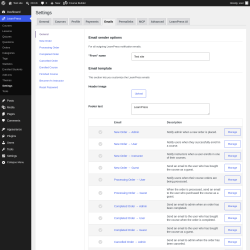 Page screenshot: LearnPress &rarr; Settings &rarr; Emails