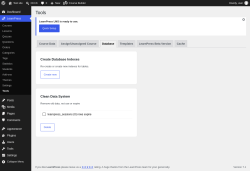 Page screenshot: LearnPress &rarr; Tools &rarr; Database