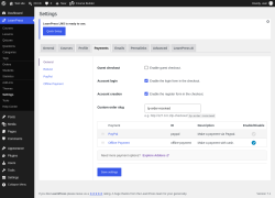 Page screenshot: LearnPress &rarr; Settings &rarr; Payments
