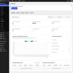 Page screenshot: LearnPress &rarr; Statistics &rarr; Instructors