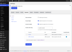 Page screenshot: LearnPress &rarr; Settings &rarr; Payments
